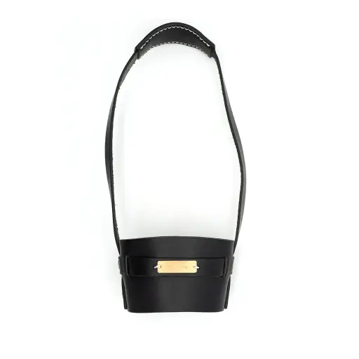 Customized Brass Name Tag Leather Cup Sleeve - BSP114